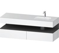 Duravit Qatego lavabo encastré avec meuble sous-lavabo en console, 1600x550x600mm, niche graphite mat, vasque à droite, QA4796049180000, Couleur: Blanc Mat
