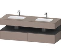 Duravit Qatego lavabo encastré avec meuble sous-lavabo en console, 1600x550x600mm, niche graphite mat, lavabo double, QA4797049430000, Couleur: Basalte mat