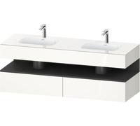 Duravit Qatego lavabo encastré avec meuble sous-lavabo en console, 1600x550x600mm, niche graphite mat, lavabo double, QA4797049220010, Couleur: Blanc brillant/avec éclairage de niche