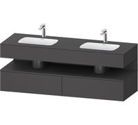 Duravit Qatego lavabo encastré avec meuble sous-lavabo en console, 1600x550x600mm, niche graphite mat, lavabo double, QA4797049490010, Couleur: Graphite mat/avec Ã©clairage de niche