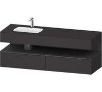 Duravit Qatego lavabo encastré avec meuble sous-lavabo en console, 1600x550x600mm, niche graphite mat, vasque à gauche, QA4795049800010, Couleur: Graphite supermat/avec Ã©clairage de niche