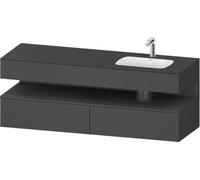 Duravit Qatego lavabo encastré avec meuble sous-lavabo en console, 1600x550x600mm, niche graphite mat, vasque à droite, QA4796049490010, Couleur: Graphite mat/avec éclairage de niche