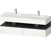 Duravit Qatego lavabo encastré avec meuble sous-lavabo en console, 1600x550x600mm, niche graphite mat, lavabo double, QA4797049840010, Couleur: Blanc supermat/avec Ã©clairage de niche