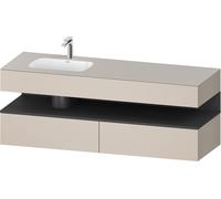 Duravit Qatego lavabo encastré avec meuble sous-lavabo en console, 1600x550x600mm, niche graphite mat, vasque à gauche, QA4795049910000, Couleur: Taupe mat