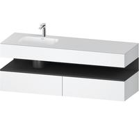 Duravit Qatego lavabo encastré avec meuble sous-lavabo en console, 1600x550x600mm, niche graphite mat, vasque à gauche, QA4795049180010, Couleur: Blanc mat/avec Ã©clairage de niche