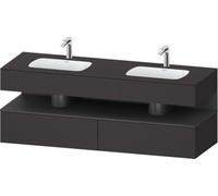 Duravit Qatego lavabo encastré avec meuble sous-lavabo en console, 1600x550x600mm, niche graphite mat, lavabo double, QA4797049800010, Couleur: Graphite supermat/avec éclairage de niche