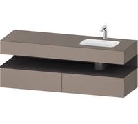 Duravit Qatego lavabo encastré avec meuble sous-lavabo en console, 1600x550x600mm, niche graphite supermatt, vasque à droite, QA4796080430010, Couleur: basalte mat/avec éclairage de niche