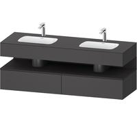Duravit Qatego lavabo encastré avec meuble sous-lavabo en console, 1600x550x600mm, niche graphite supermat, lavabo double, QA4797080490010, Couleur: Graphite mat/avec Ã©clairage de niche