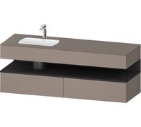 Duravit Qatego lavabo encastré avec meuble sous-lavabo en console, 1600x550x600mm, niche graphite supermatt, vasque à gauche, QA4795080430000, Couleur: Basalte mat