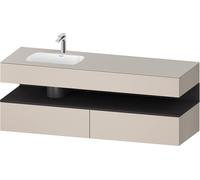 Duravit Qatego lavabo encastré avec meuble sous-lavabo en console, 1600x550x600mm, niche graphite supermatt, vasque à gauche, QA4795080910000, Couleur: Taupe mat