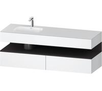 Duravit Qatego lavabo encastré avec meuble sous-lavabo en console, 1600x550x600mm, niche graphite supermatt, vasque à gauche, QA4795080180010, Couleur: Blanc mat/avec Ã©clairage de niche