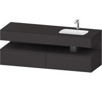 Duravit Qatego lavabo encastré avec meuble sous-lavabo en console, 1600x550x600mm, niche graphite supermatt, vasque à droite, QA4796080800000, Couleur: supermatt en graphite