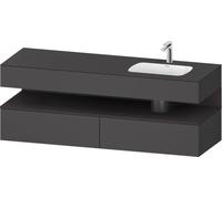 Duravit Qatego lavabo encastré avec meuble sous-lavabo en console, 1600x550x600mm, niche graphite supermatt, vasque à droite, QA4796080490000, Couleur: Graphite mat