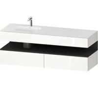 Duravit Qatego lavabo encastré avec meuble sous-lavabo en console, 1600x550x600mm, niche graphite supermatt, vasque à gauche, QA4795080220010, Couleur: Blanc brillant/avec éclairage de niche