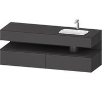 Duravit Qatego lavabo encastré avec meuble sous-lavabo en console, 1600x550x600mm, niche graphite supermatt, vasque à droite, QA4796080490010, Couleur: Graphite mat/avec Ã©clairage de niche