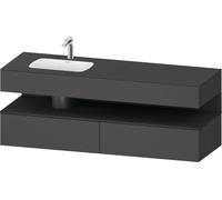 Duravit Qatego lavabo encastré avec meuble sous-lavabo en console, 1600x550x600mm, niche graphite supermatt, vasque à gauche, QA4795080490000, Couleur: Graphite mat