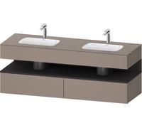 Duravit Qatego lavabo encastré avec meuble sous-lavabo en console, 1600x550x600mm, niche graphite supermat, lavabo double, QA4797080430010, Couleur: basalte mat/avec Ã©clairage de niche