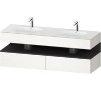 Duravit Qatego lavabo encastré avec meuble sous-lavabo en console, 1600x550x600mm, niche graphite supermat, lavabo double, QA4797080840010, Couleur: Blanc supermat/avec éclairage de niche