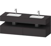 Duravit Qatego lavabo encastré avec meuble sous-lavabo en console, 1600x550x600mm, niche graphite supermat, lavabo double, QA4797080800000, Couleur: supermatt en graphite