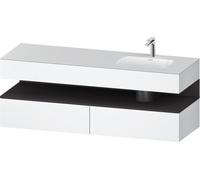 Duravit Qatego lavabo encastré avec meuble sous-lavabo en console, 1600x550x600mm, niche graphite supermatt, vasque à droite, QA4796080180010, Couleur: Blanc mat/avec Ã©clairage de niche