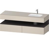 Duravit Qatego lavabo encastré avec meuble sous-lavabo en console, 1600x550x600mm, niche graphite supermatt, vasque à droite, QA4796080830010, Couleur: Taupe Supermatt/avec éclairage de niche