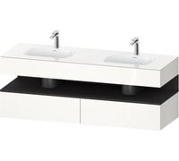 Duravit Qatego lavabo encastré avec meuble sous-lavabo en console, 1600x550x600mm, niche graphite supermat, lavabo double, QA4797080220010, Couleur: Blanc brillant/avec éclairage de niche