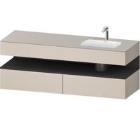 Duravit Qatego lavabo encastré avec meuble sous-lavabo en console, 1600x550x600mm, niche graphite supermatt, vasque à droite, QA4796080910010, Couleur: Taupe mat/avec éclairage de niche