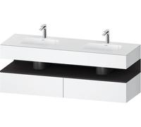 Duravit Qatego lavabo encastré avec meuble sous-lavabo en console, 1600x550x600mm, niche graphite supermat, lavabo double, QA4797080180000, Couleur: Blanc Mat