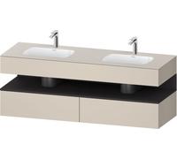 Duravit Qatego lavabo encastré avec meuble sous-lavabo en console, 1600x550x600mm, niche graphite supermat, lavabo double, QA4797080830010, Couleur: Taupe Supermatt/avec Ã©clairage de niche