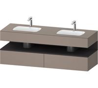 Duravit Qatego lavabo encastré avec meuble sous-lavabo en console, 1600x550x600mm, niche graphite supermat, lavabo double, QA4797080430000, Couleur: Basalte mat