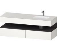 Duravit Qatego lavabo encastré avec meuble sous-lavabo en console, 1600x550x600mm, niche graphite supermatt, vasque à droite, QA4796080840000, Couleur: Blanc Supermatt