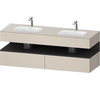 Duravit Qatego lavabo encastré avec meuble sous-lavabo en console, 1600x550x600mm, niche graphite supermat, lavabo double, QA4797080830000, Couleur: taupe supermatt