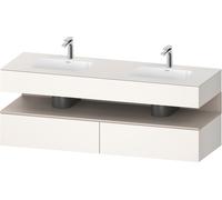 Duravit Qatego lavabo encastré avec meuble sous-lavabo en console, 1600x550x600mm, niche taupe mat, lavabo double, QA4797091840000, Couleur: Blanc Supermatt