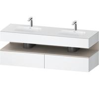 Duravit Qatego lavabo encastré avec meuble sous-lavabo en console, 1600x550x600mm, niche taupe mat, lavabo double, QA4797091180010, Couleur: Blanc mat/avec éclairage de niche