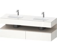 Duravit Qatego lavabo encastré avec meuble sous-lavabo en console, 1600x550x600mm, niche taupe mat, lavabo double, QA4797091220010, Couleur: Blanc brillant/avec éclairage de niche