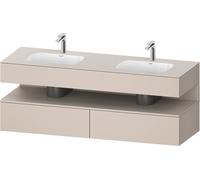 Duravit Qatego lavabo encastré avec meuble sous-lavabo en console, 1600x550x600mm, niche taupe mat, lavabo double, QA4797091910010, Couleur: Taupe mat/avec Ã©clairage de niche