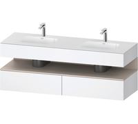 Duravit Qatego lavabo encastré avec meuble sous-lavabo en console, 1600x550x600mm, niche taupe mat, lavabo double, QA4797091180000, Couleur: Blanc Mat