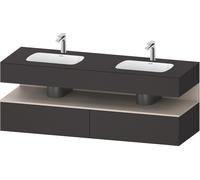 Duravit Qatego lavabo encastré avec meuble sous-lavabo en console, 1600x550x600mm, niche taupe mat, lavabo double, QA4797091800000, Couleur: supermatt en graphite