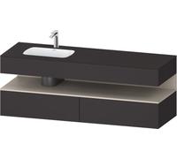 Duravit Qatego lavabo encastré avec meuble sous-lavabo en console, 1600x550x600mm, niche taupe mat, vasque à gauche, QA4795091800000, Couleur: supermatt en graphite