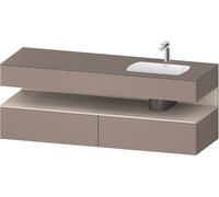 Duravit Qatego lavabo encastré avec meuble sous-lavabo en console, 1600x550x600mm, niche taupe mat, vasque à droite, QA4796091430000, Couleur: Basalte mat