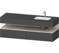 Duravit Qatego lavabo encastré avec meuble sous-lavabo en console, 1600x550x600mm, niche taupe mat, vasque à droite, QA4796091490010, Couleur: Graphite mat/avec éclairage de niche