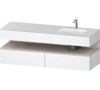 Duravit Qatego lavabo encastré avec meuble sous-lavabo en console, 1600x550x600mm, niche taupe mat, vasque à droite, QA4796091180010, Couleur: Blanc mat/avec Ã©clairage de niche