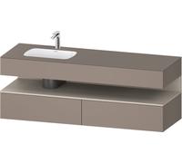 Duravit Qatego lavabo encastré avec meuble sous-lavabo en console, 1600x550x600mm, niche taupe mat, vasque à gauche, QA4795091430000, Couleur: Basalte mat