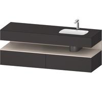 Duravit Qatego lavabo encastré avec meuble sous-lavabo en console, 1600x550x600mm, niche taupe mat, vasque à droite, QA4796091800010, Couleur: Graphite supermat/avec Ã©clairage de niche