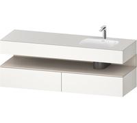 Duravit Qatego lavabo encastré avec meuble sous-vasque en console, 1600x550x600mm, niche taupe mat, vasque à droite, QA4796091, Couleur: Blanc Supermatt