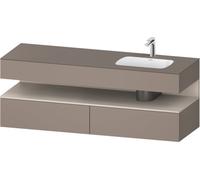 Set Meuble Salle De Bain Duravit Qatego Lavabo droite 1 trou, 2 tiroirs, 1 niche éclairée 1600mm Taupe Mat/Basalte Mat QA4796091430010