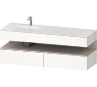 Duravit Qatego lavabo encastré avec meuble sous-lavabo en console, 1600x550x600mm, niche taupe mat, vasque à gauche, QA4795091220010, Couleur: Blanc brillant/avec Ã©clairage de niche