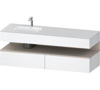 Duravit Qatego lavabo encastré avec meuble sous-lavabo en console, 1600x550x600mm, niche taupe mat, vasque à gauche, QA4795091180010, Couleur: Blanc mat/avec Ã©clairage de niche