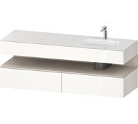 Duravit Qatego lavabo encastré avec meuble sous-lavabo en console, 1600x550x600mm, niche taupe mat, vasque à droite, QA4796091220000, Couleur: Blanc brillant