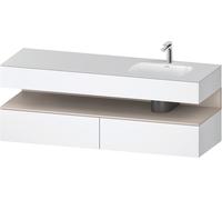 Duravit Qatego lavabo encastré avec meuble sous-lavabo en console, 1600x550x600mm, niche taupe mat, vasque à droite, QA4796091180000, Couleur: Blanc Mat